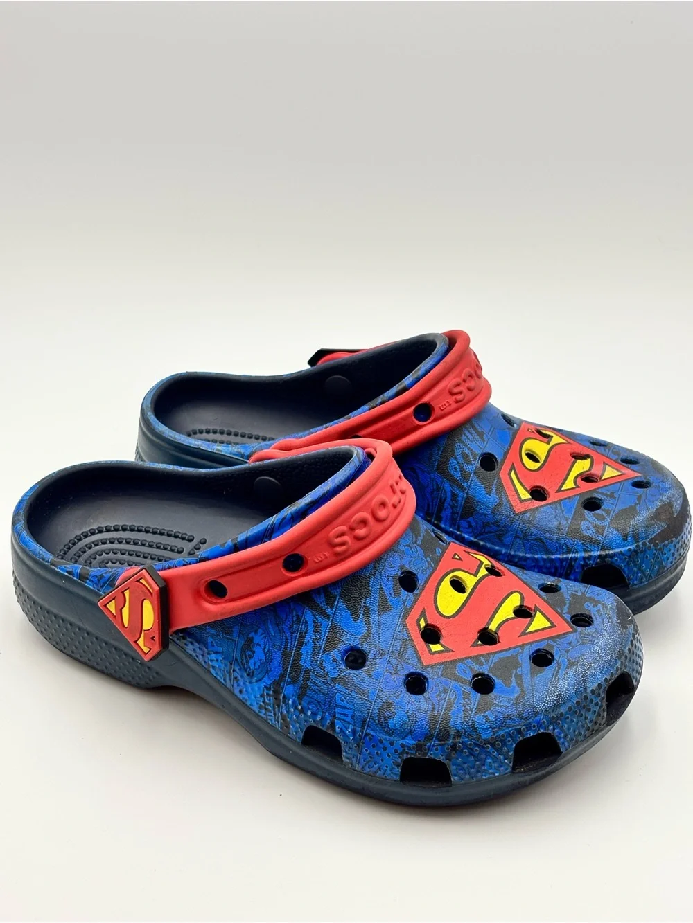 CROCS Kids Blue and Red Superman Clog Sandals J 1